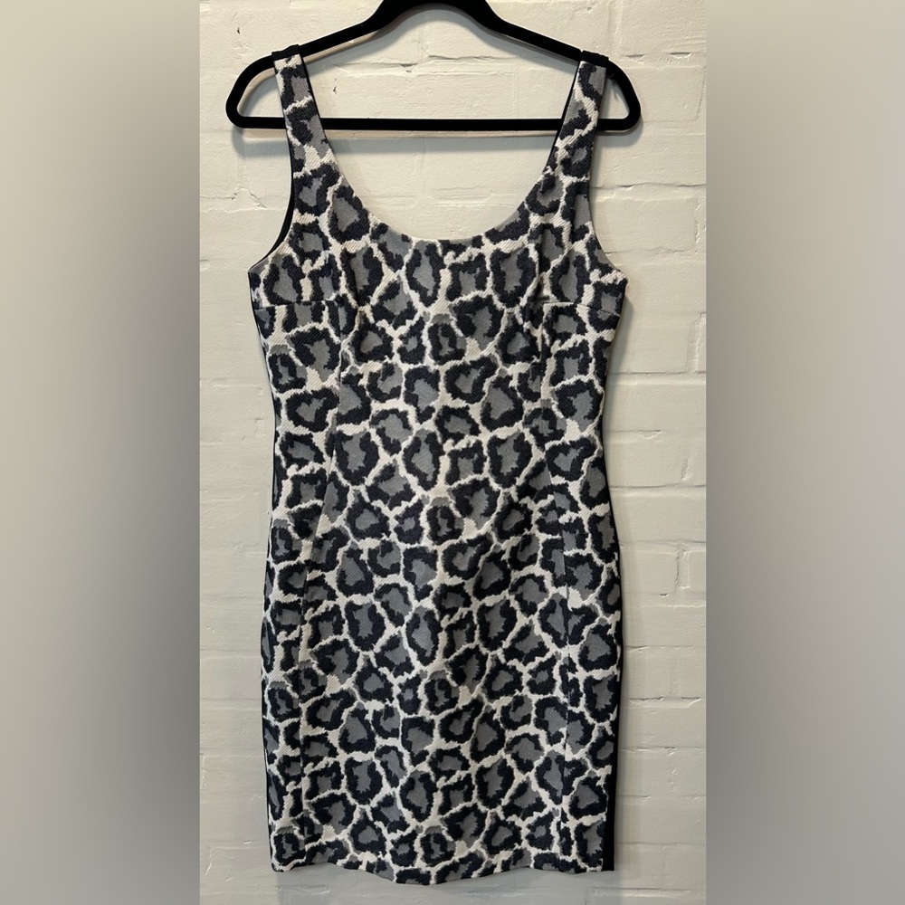 DVF Arianna Animal Print Dark Feminine Nine-To-Five Sexy Ponte Mini Dress Sz 12